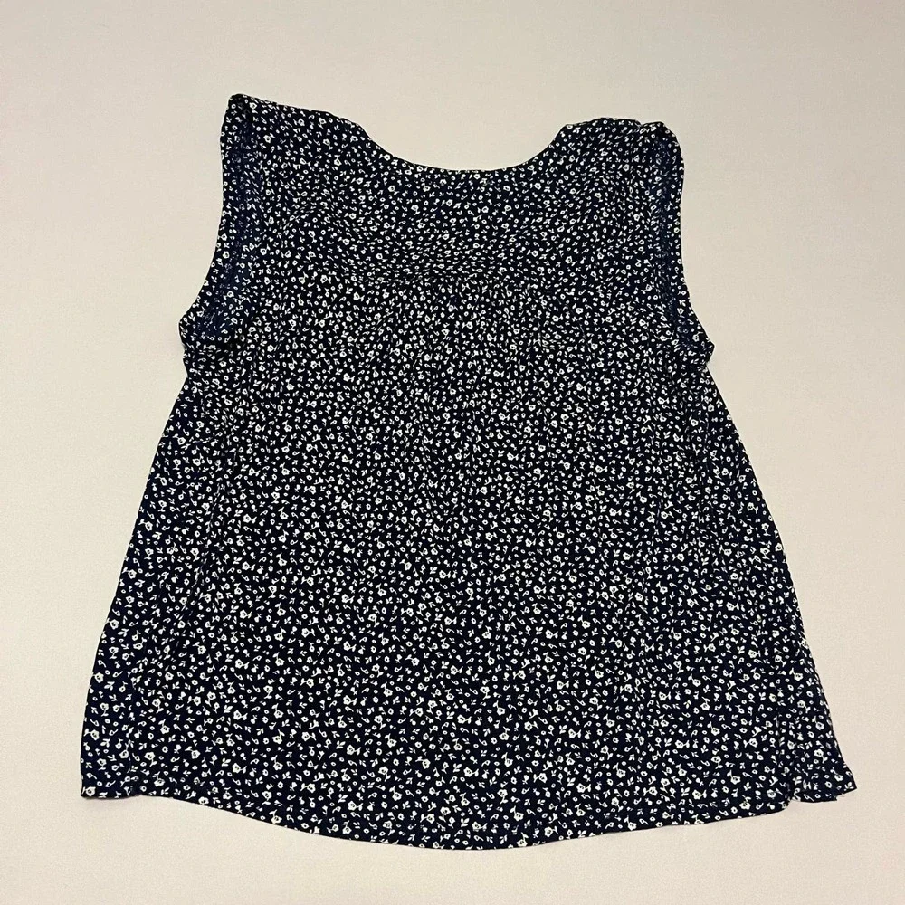 Loft Blue Sleeveless floral blouse M - Picture 7 of 8